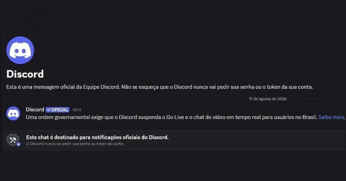 Discord suspende compartilhamento de tela e chamadas de vídeo no Brasil por ordem da ANPD