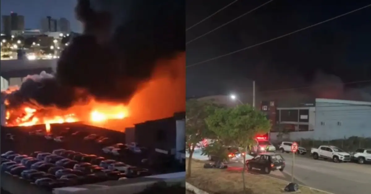 Incêndio de grandes proporções atinge concessionária de veículos em Luís Eduardo Magalhães