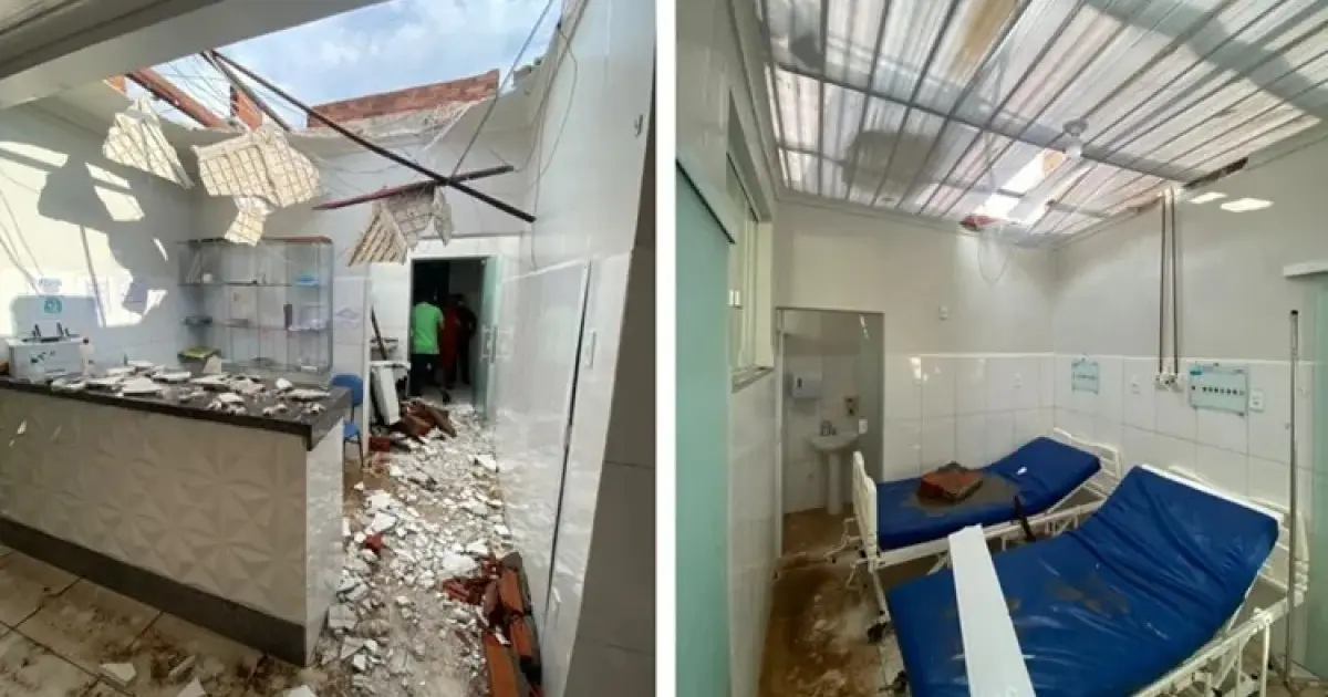 Temporal provoca desabamento de parte do teto do único hospital de Jussiape, na Chapada Diamantina