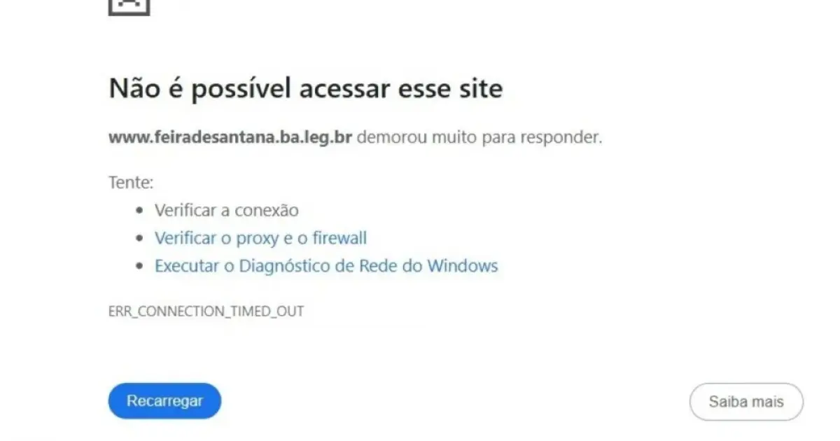 Site da Câmara de Feira é retirado do ar após alertas de segurança cibernética