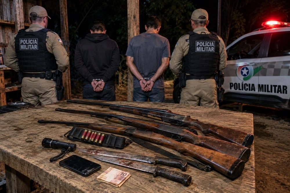 Operação da Polícia Militar combate caça ilegal e apreende armas de fogo em Schroeder