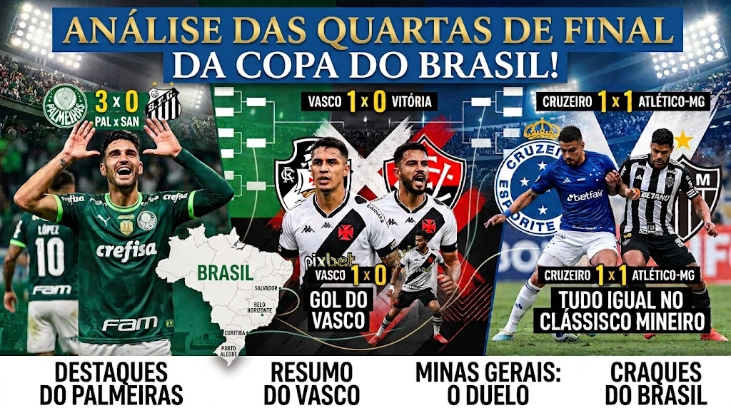 Copa do Brasil: Palmeiras domina clássico, Vasco supera expulsão e quartas de final pegam fogo nos jogos de ida