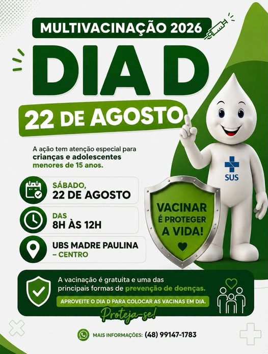 Dia D de Multivacinação acontece neste sábado (22) em Nova Trento