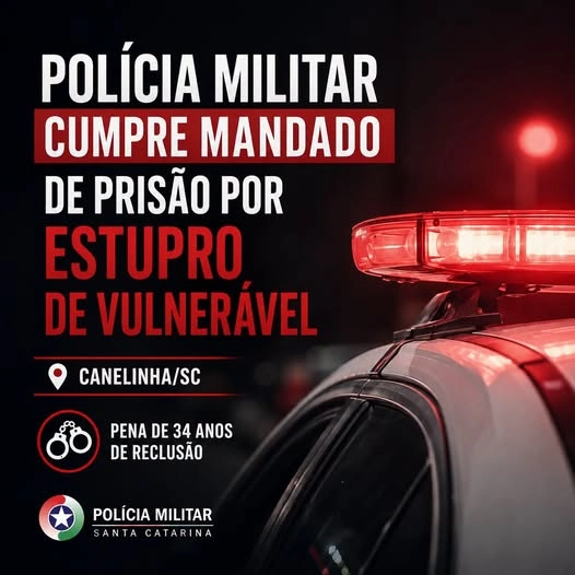 Polícia Militar cumpre mandado de prisão por estupro de vulnerável em Canelinha
