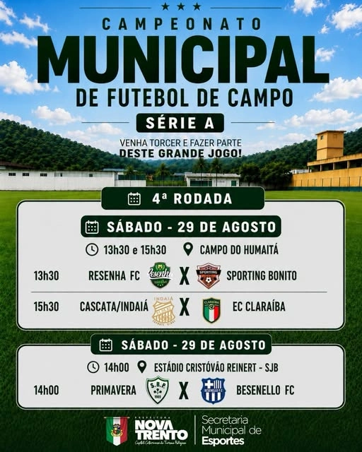 Campeonato Municipal de Futebol de Campo Série A terá 4ª rodada neste sábado
