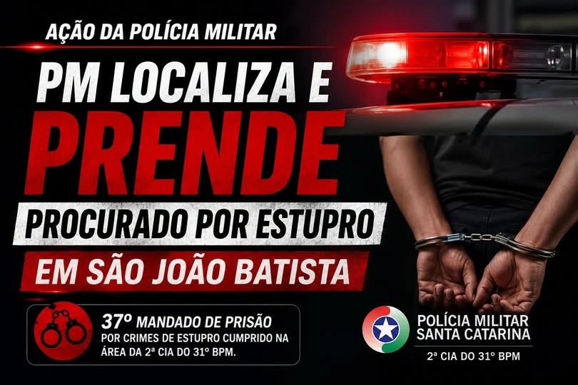 PM localiza e prende procurado por estupro em São João Batista