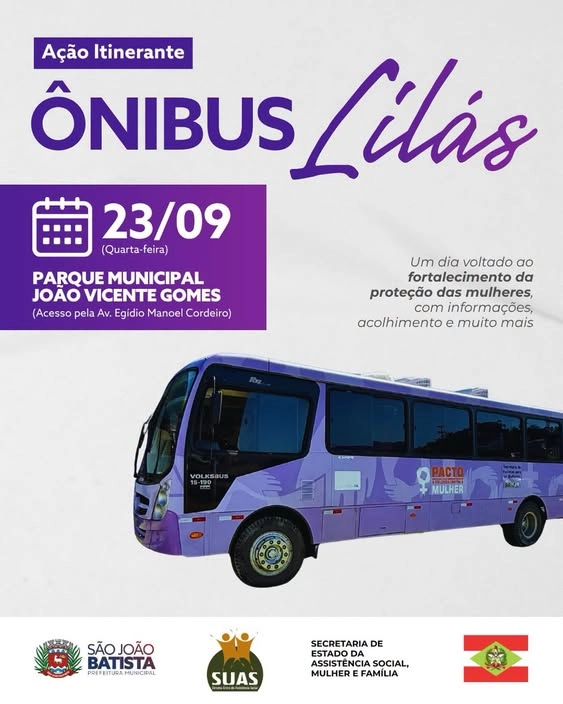 Ônibus lilás retorna a São João Batista no dia 23 de setembro