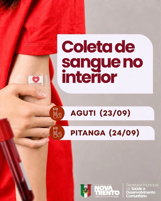 Coleta de sangue no interior: confira as datas de setembro