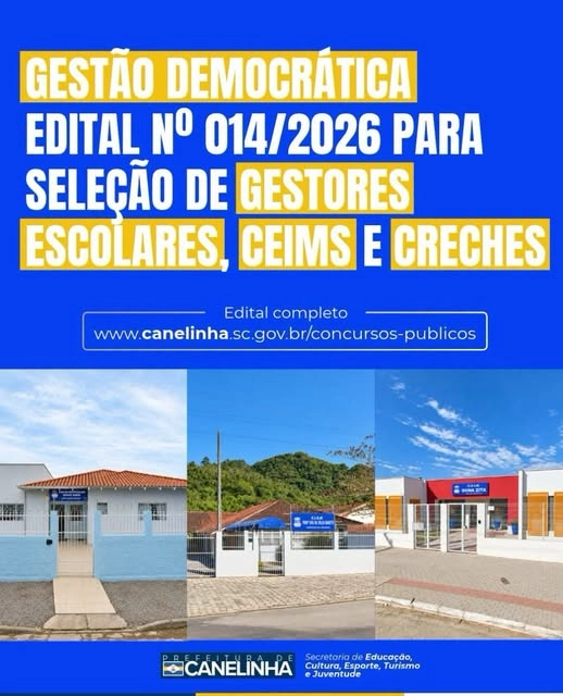 Canelinha publica edital para escolha de gestores das unidades escolares