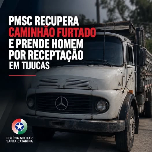 A Polícia Militar recuperou, na manhã desta quinta-feira (1º), um caminhão furtado e prendeu um homem por receptação no bairro Praça, em Tijucas.