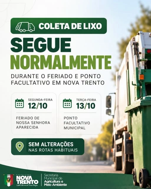 Coleta de lixo será mantida durante feriado e ponto facultativo