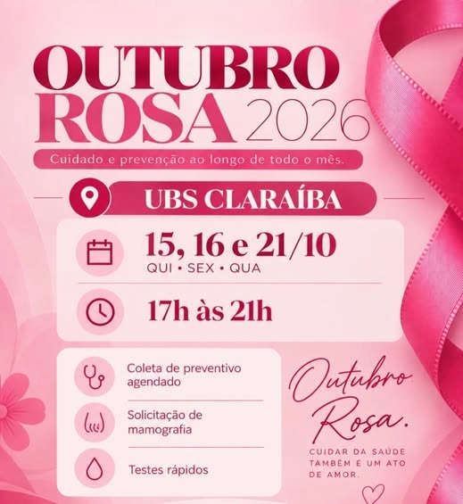 Outubro Rosa: UBS Claraíba terá atendimentos especiais à saúde da mulher em Nova Trento