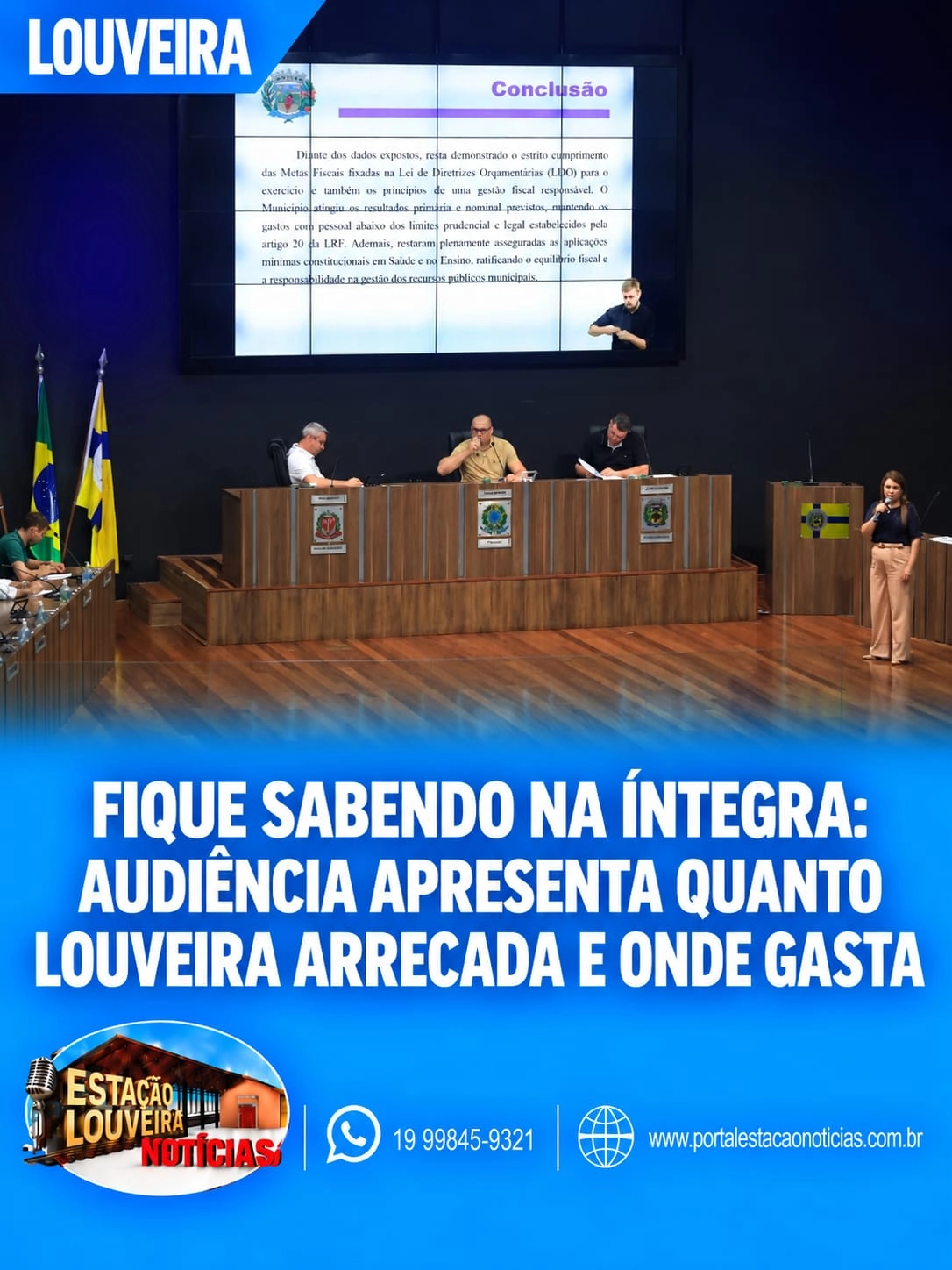 LOUVEIRA DETALHA ARRECADAÇÃO E DESPESAS EM AUDIÊNCIA PÚBLICA