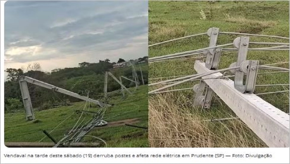 Ventania derruba árvores e postes e afeta distribuição de energia em Prudente
