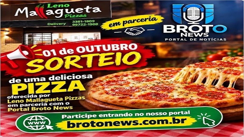 Sorteio de uma Pizza grande no dia 01 de outubro - Leno Mallagueta Pizzas