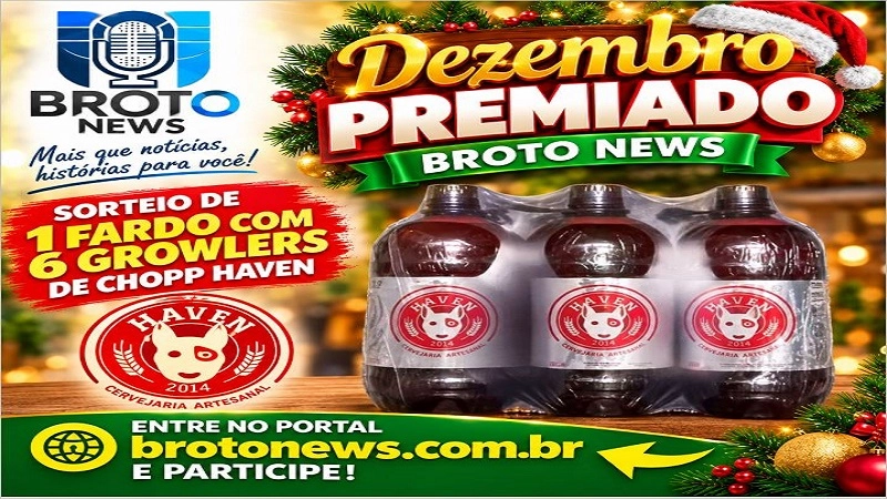 Sorteio dia 21 de dezembro - 01 fardo contendo 06 growlers de chopp Haven de 1,5 litros cada, totalizando 9 litros dessa bebida artesanal que vem conquistando o paladar da região.