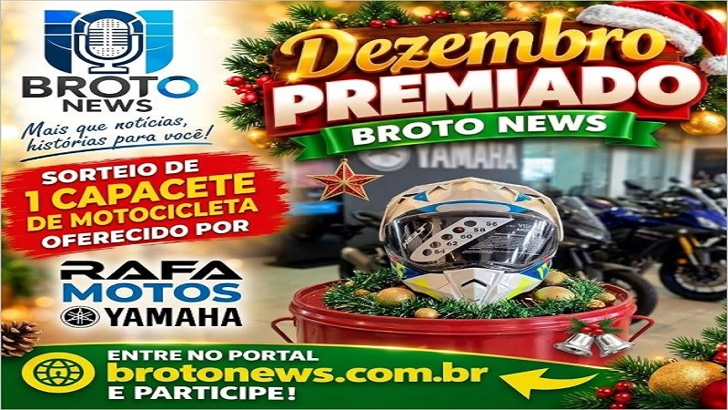 Sorteio de um Capacete de Motocicleta oferecido por Rafa Motos no Dezembro Premiado Broto News