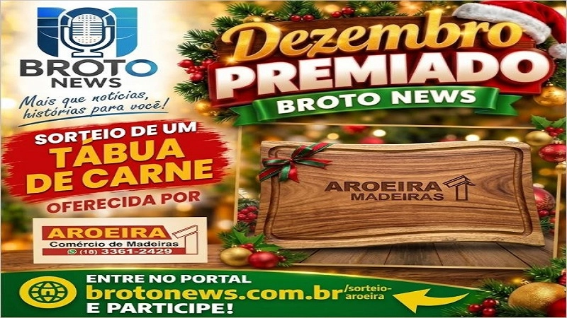 No dia 17 de dezembro, será sorteada uma tábua de carne oferecida pela Aroeira Madeiras!