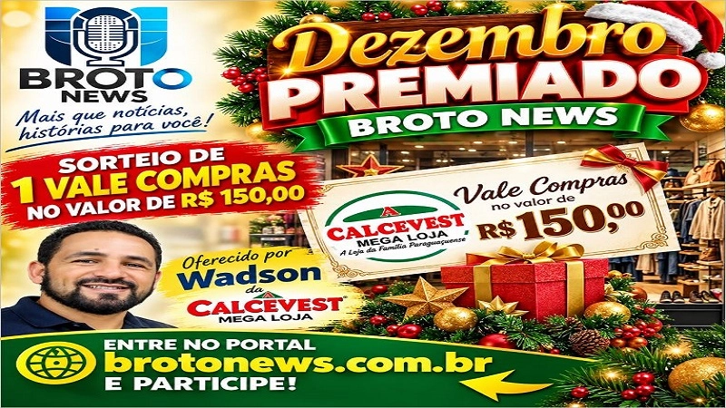 🎄 CONCORRA A UM VALE-COMPRAS DE R$ 150,00! 🎄🎉 💰 A CALCEVEST MEG🎉A LOJA + PORTAL BROTO NEWS = FINAL DE ANO MAIS FELIZ!