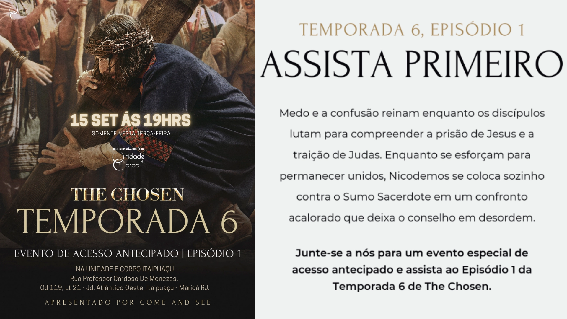 THE CHOSEN, SEJA O PRIMEIRO A ASSISTIR O LANCAMENTO DA 6ª TEMPORADA!! UNIDADE E CORPO ITAIPUAÇU, ANTECIPANDO O EPISÓDIO 1 DA SEXTA TEMPORADA DE THE CHOSEN.