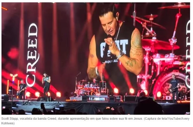 Em show, vocalista da banda Creed fala sobre superação de alcoolismo: ‘Deus me ajudou’