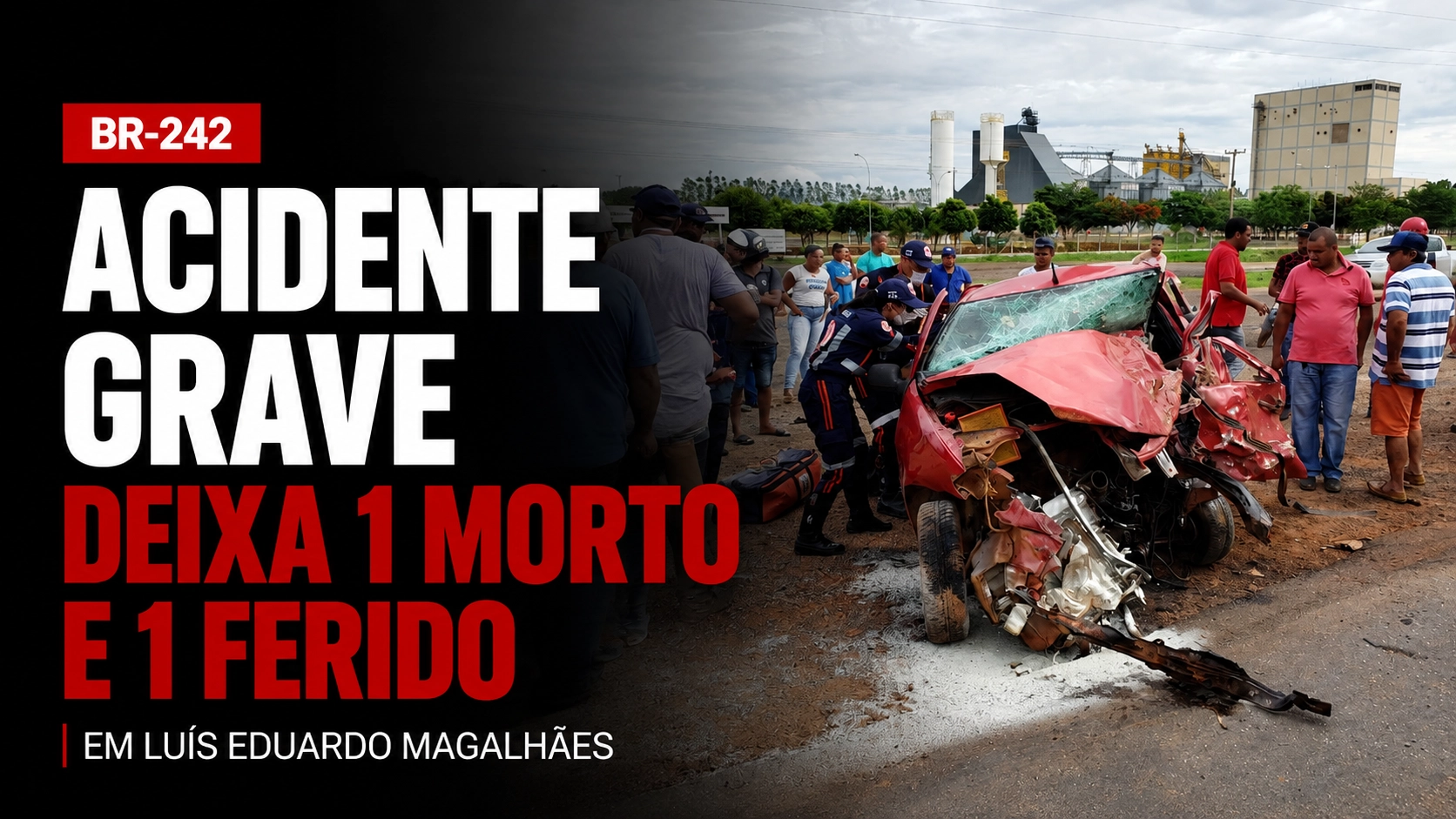 Acidente grave na BR-242 deixa uma pessoa morta e outra gravemente ferida em Luís Eduardo Magalhães