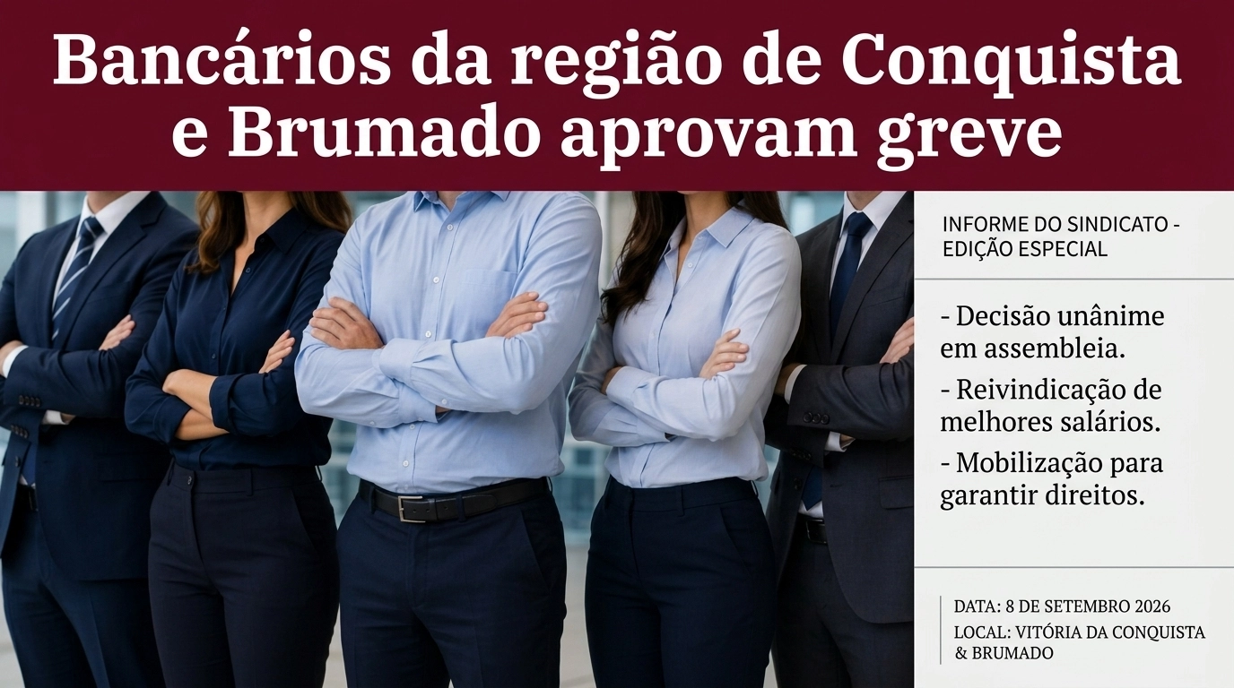 Bancários da região de Conquista e Brumado aprovam greve a partir de quinta-feira (10)