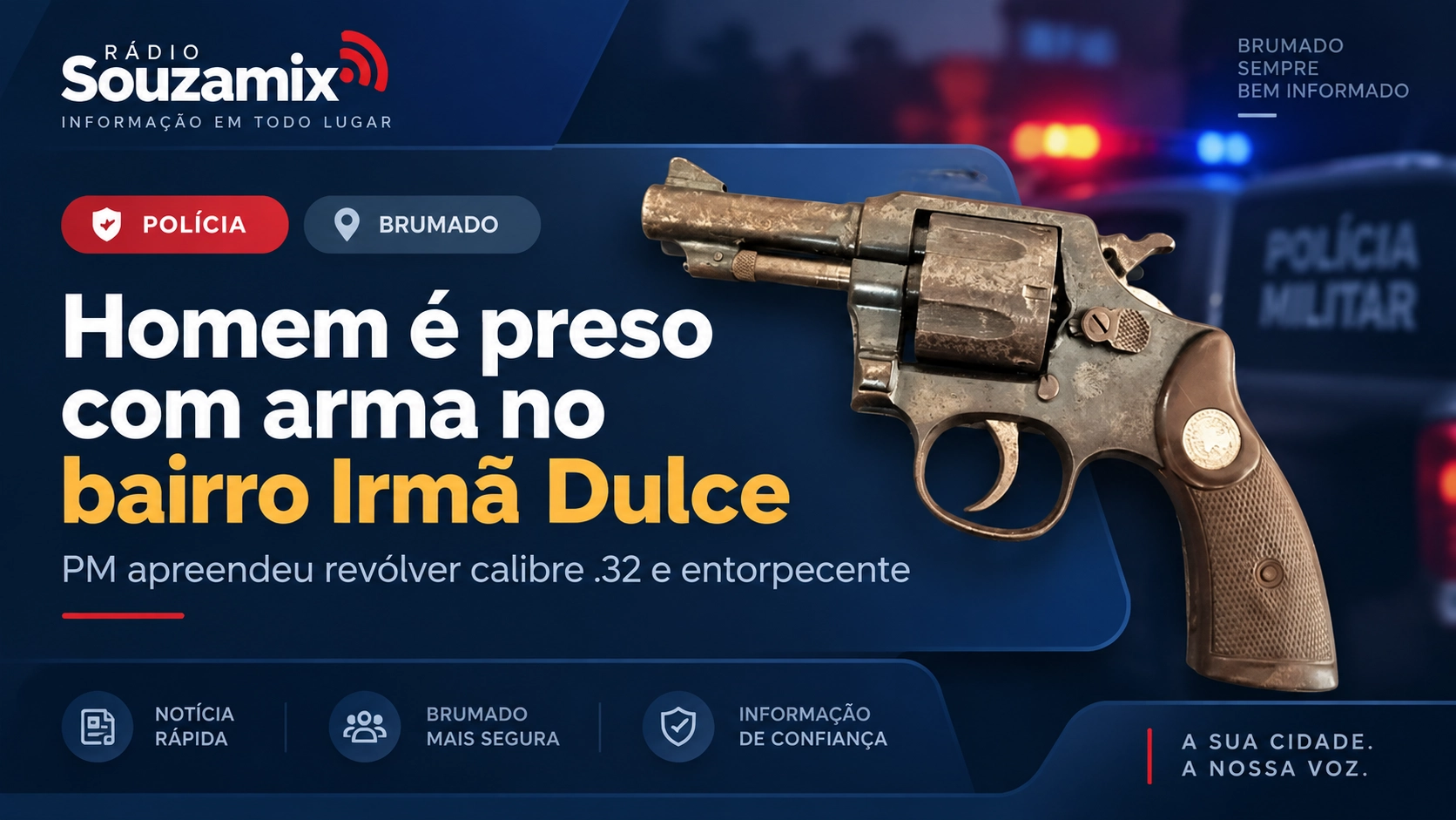 Homem é preso com arma e droga no bairro Irmã Dulce, em Brumado
