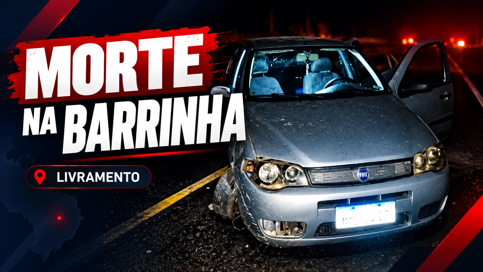 Mulher morre após carro bater em poste na estrada da Barrinha, em Livramento