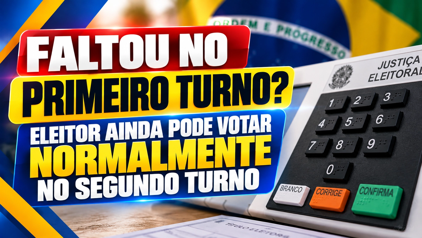 Faltou no primeiro turno? Eleitor ainda pode votar normalmente no segundo