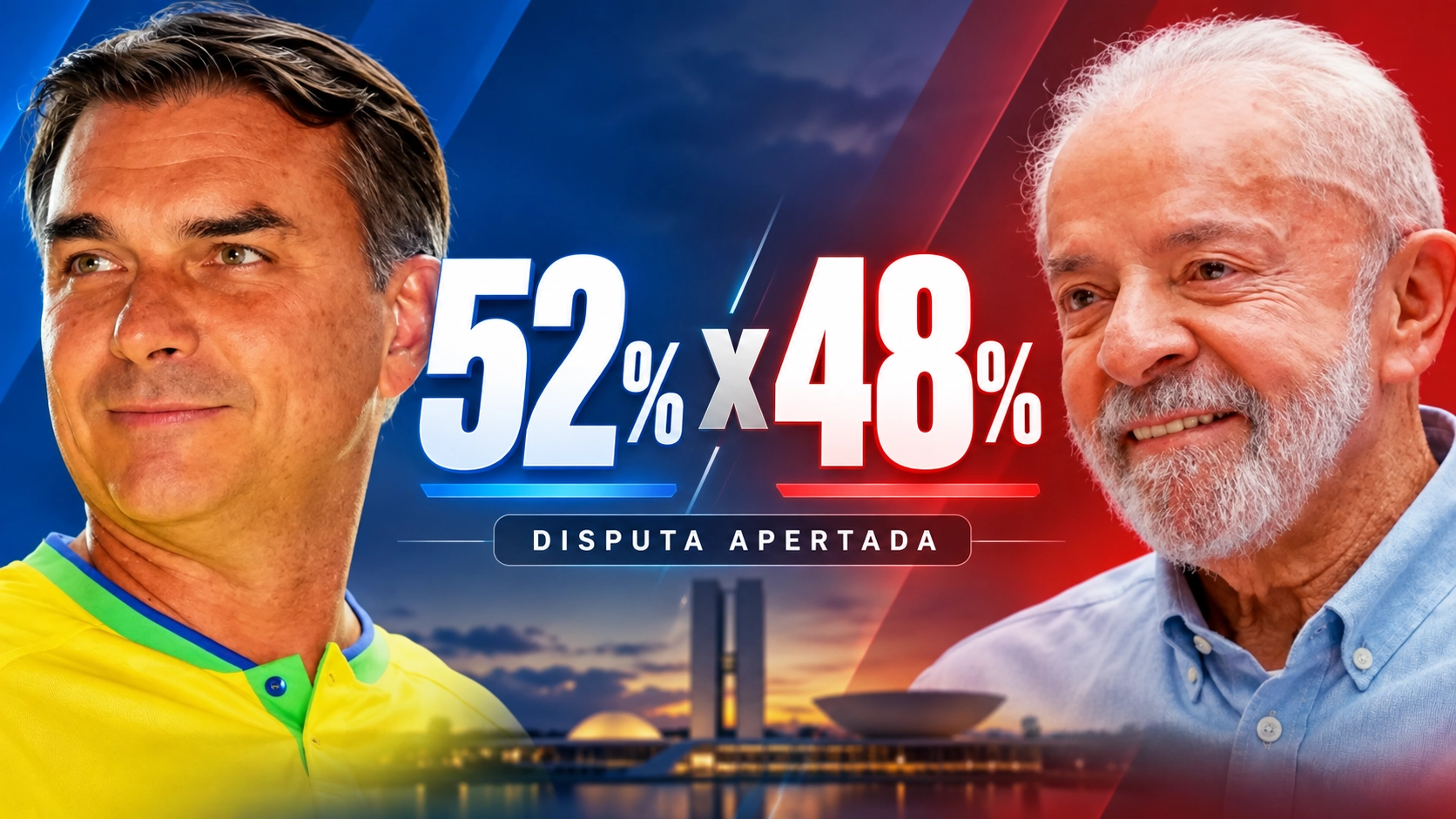 Flávio tem 52% dos votos válidos e Lula 48% em pesquisa BTG/Nexus