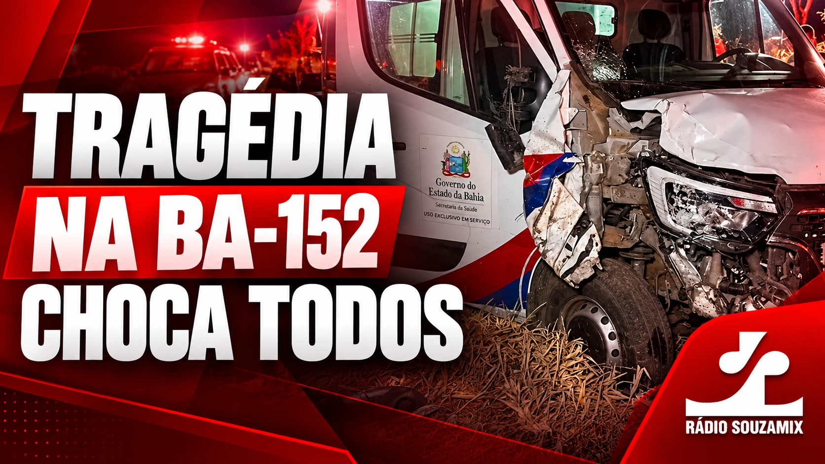 Acidente entre motocicleta e ambulância deixa dois mortos na BA-152, em Caturama