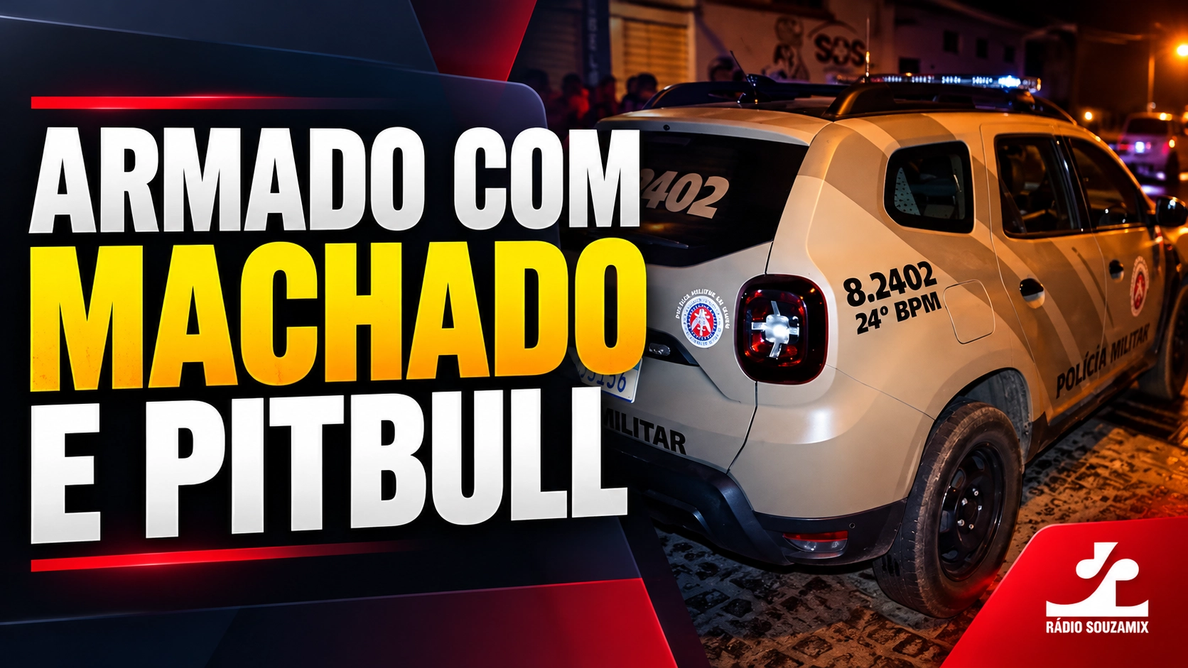Homem com machado é preso após ameaçar esposa e tentar usar pitbull contra policiais em Brumado