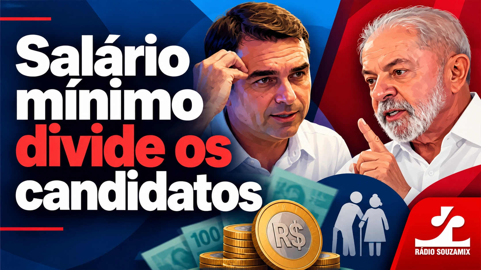 Salário mínimo e aposentadorias: veja o que Lula e Flávio Bolsonaro propõem para 2027