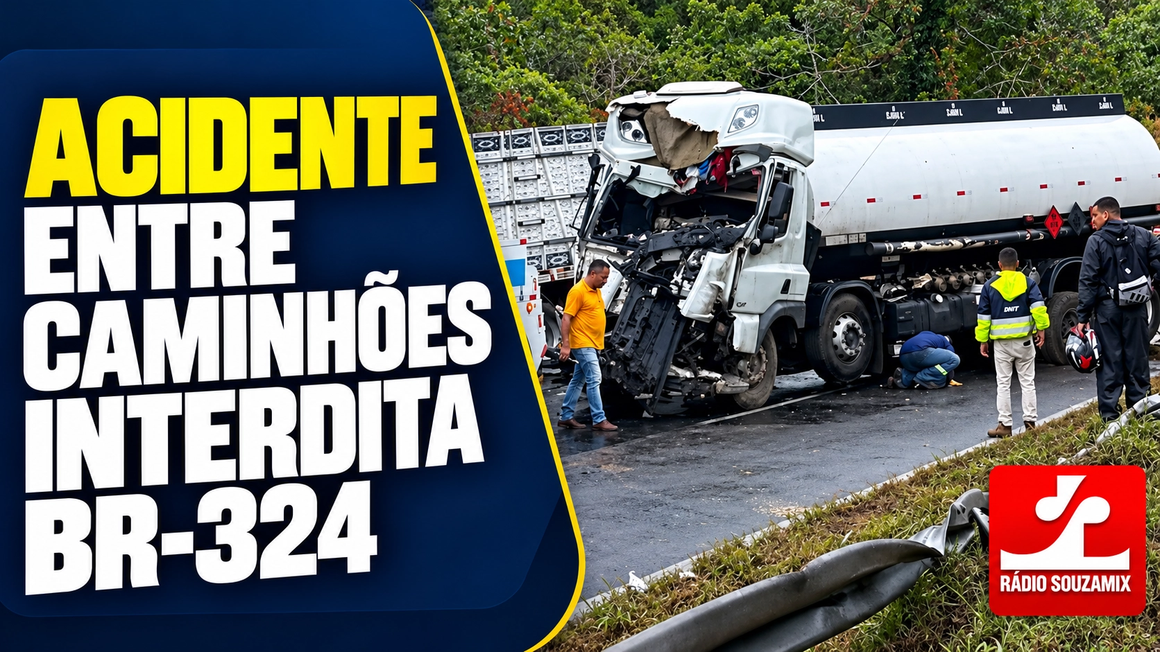 Acidente na BR-324: colisão entre caminhões interdita trecho em Feira de Santana