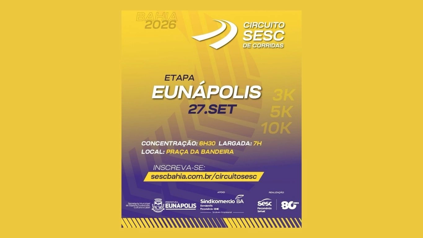 Com apoio da Prefeitura, Circuito Sesc de Corridas movimenta Eunápolis neste domingo (27)