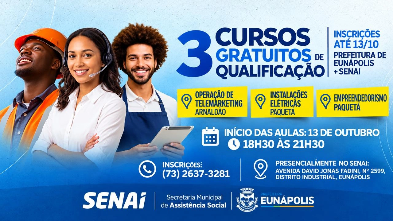 Prefeitura de Eunápolis leva qualificação profissional aos bairros em parceria com o SENAI