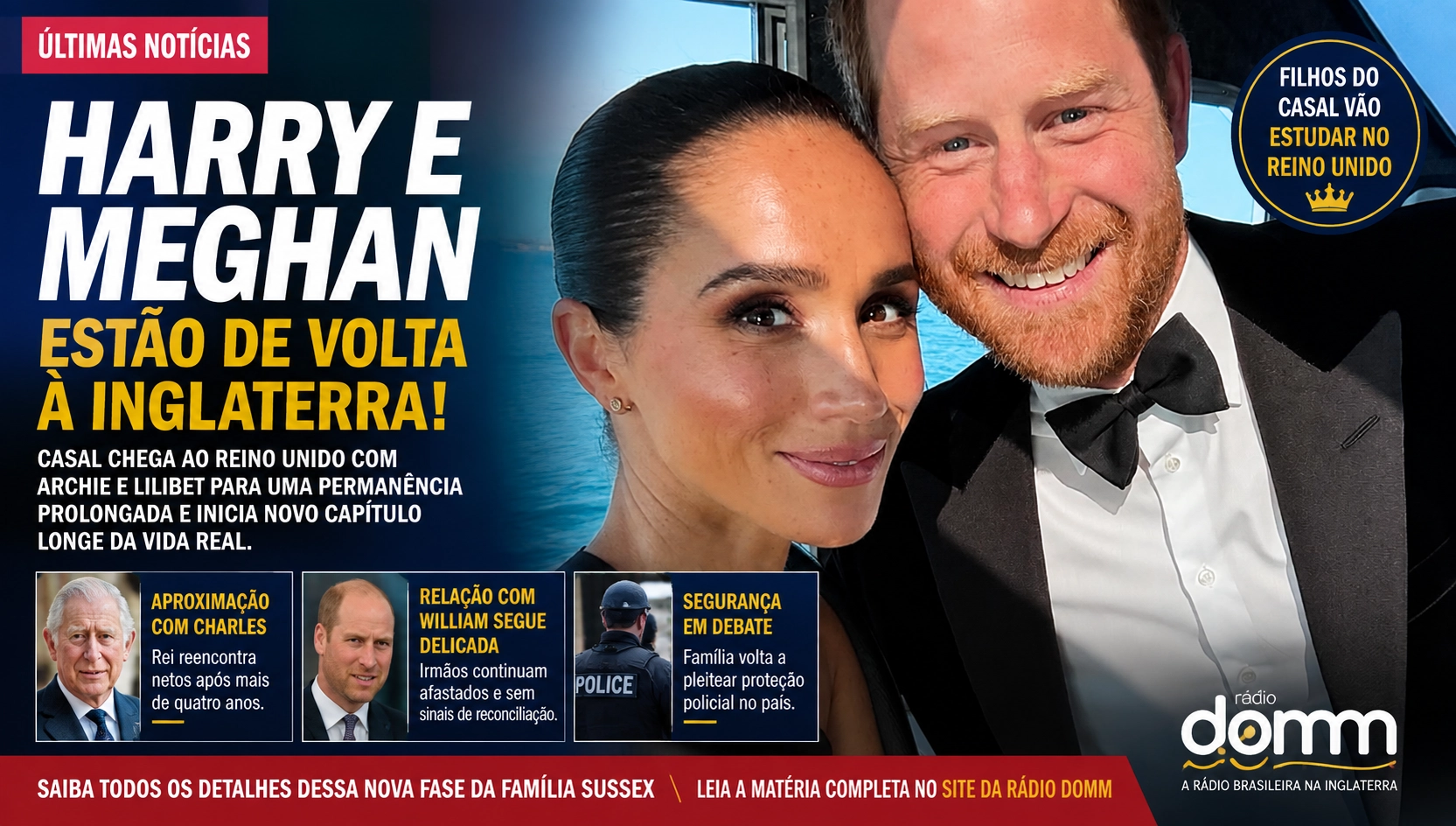 Príncipe Harry e Meghan retornam ao Reino Unido seis anos após deixarem a vida real