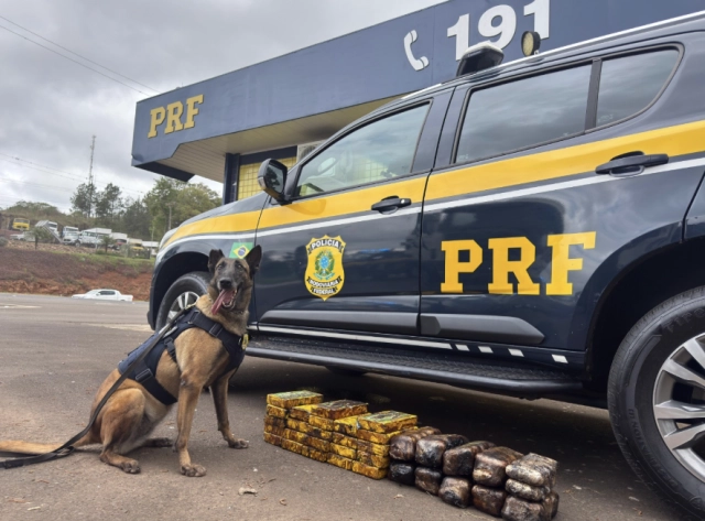 PRF encontra cocaína e haxixe escondidos no catalisador de carreta na BR-282