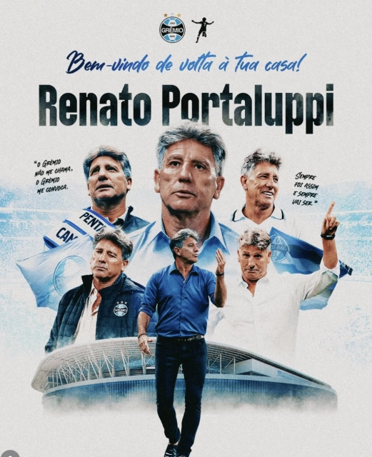 Grêmio anuncia retorno de Renato Portaluppi para quinta passagem como técnico