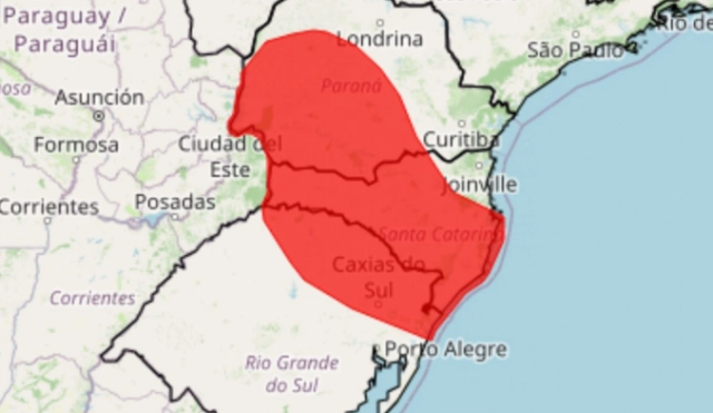 Oeste de SC está sob alerta vermelho para temporais com ventos acima de 100 km/h