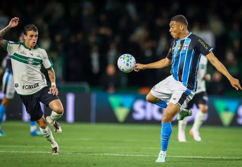 Grêmio vence Coritiba com gol nos acréscimos e ganha fôlego na luta contra o rebaixamento