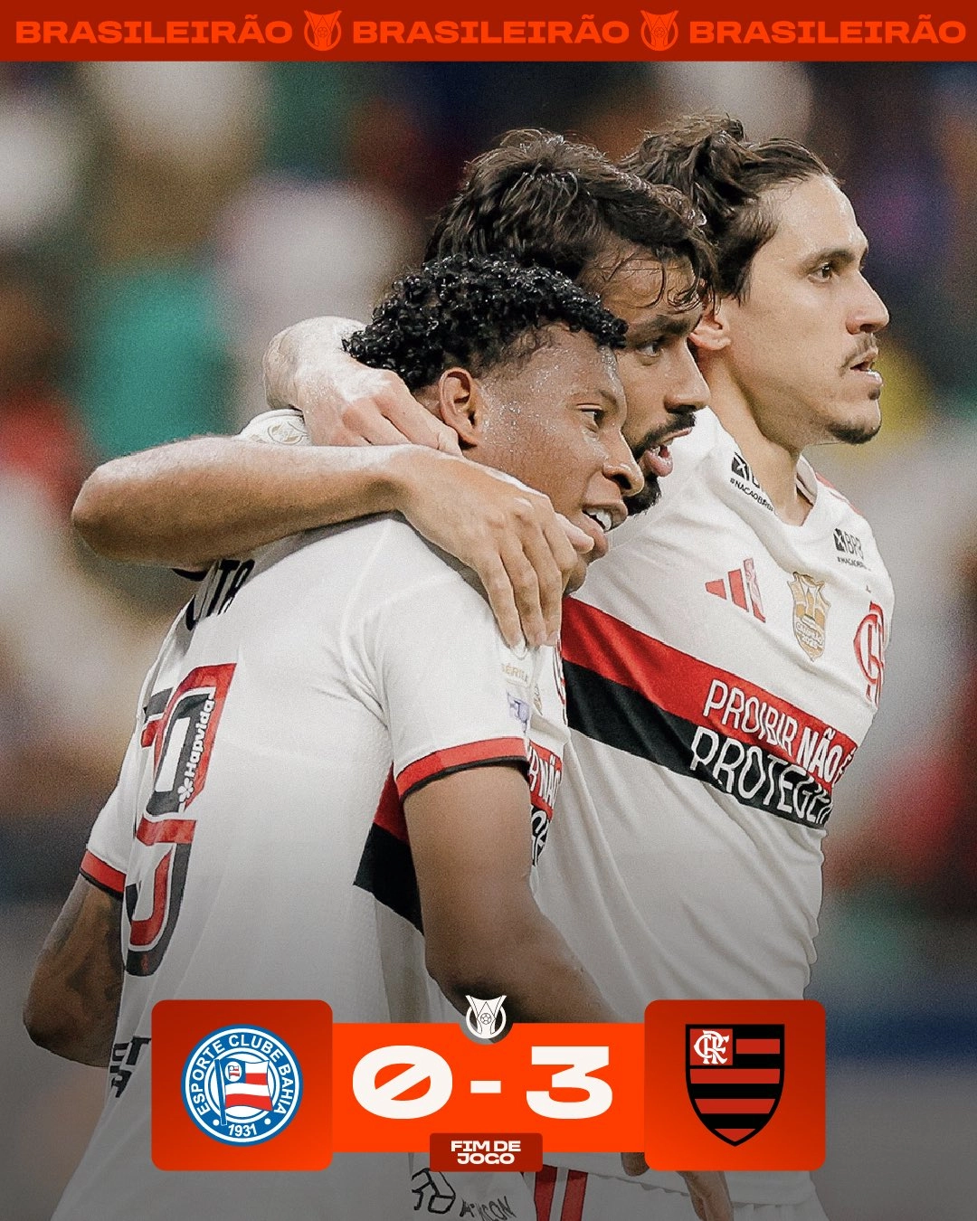 FLAMENGO GOLEIA O BAHIA E RETOMA A LIDERANÇA DO BRASILEIRÃO