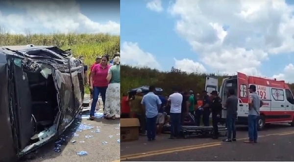Homem morre e duas mulheres ficam feridas após capotamento na BR 432, município de Cantá