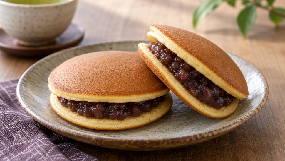 Dorayaki japonês fica macio na frigideira e leva recheio de feijão azuki.