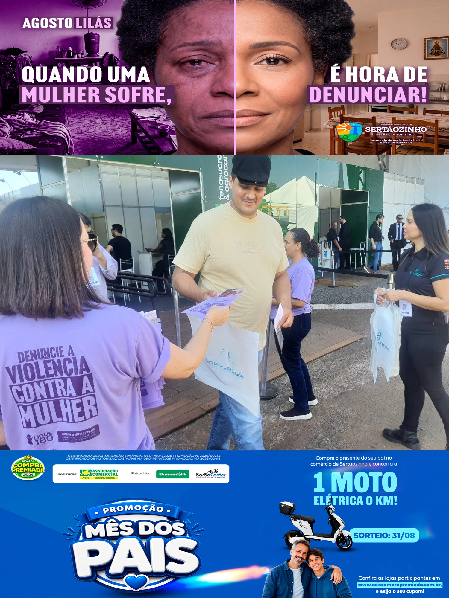 Ação do Agosto Lilás leva conscientização sobre violência contra a mulher à Fenasucro & Agrocana