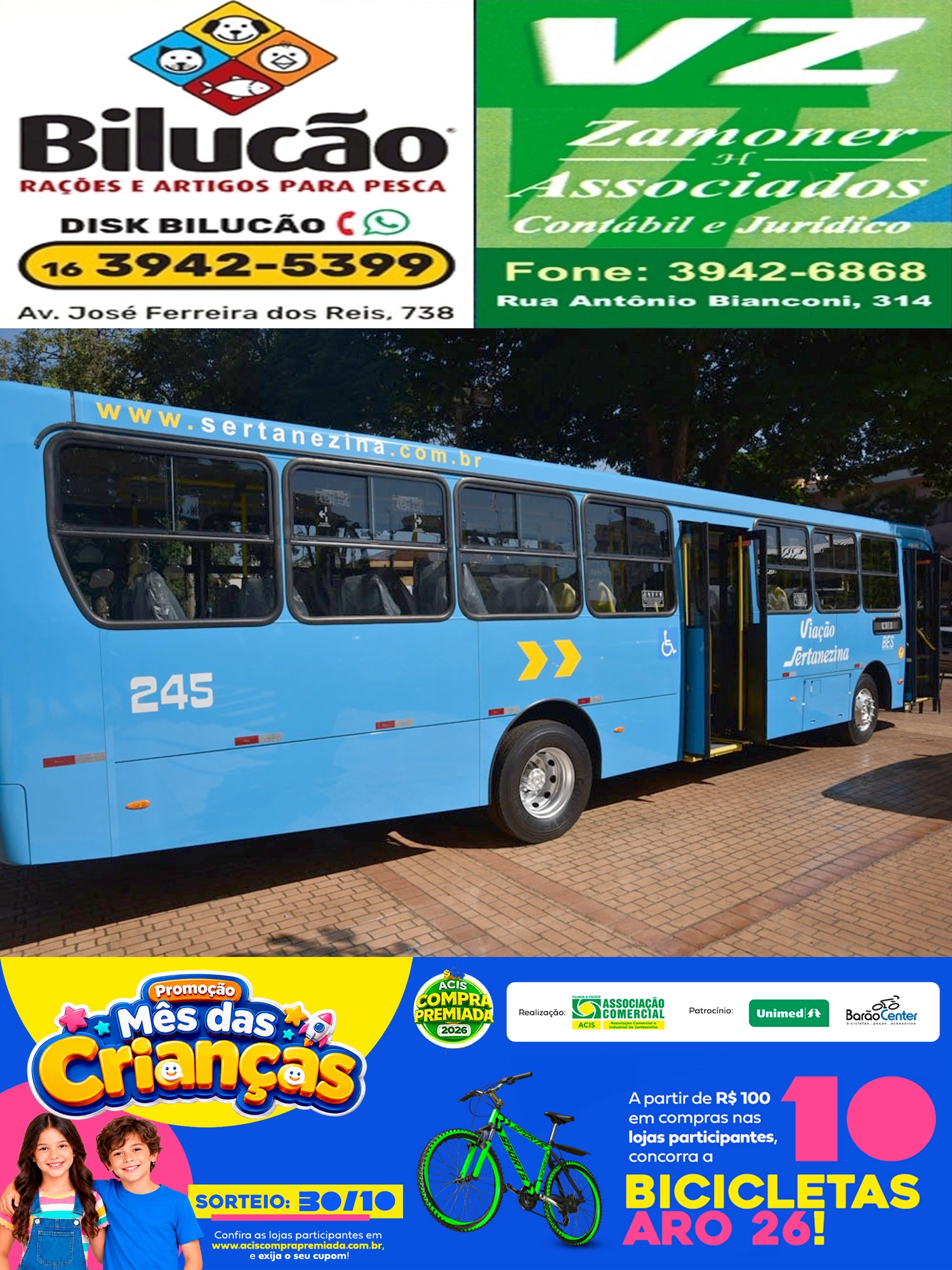 Sertãozinho e Cruz das Posses terão transporte público gratuito no dia da eleição