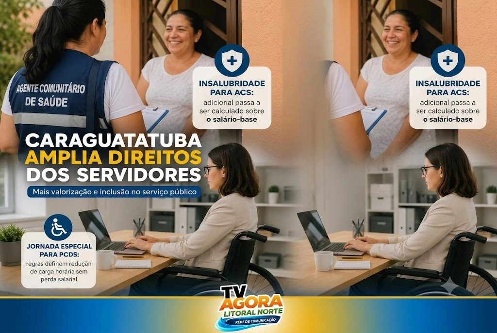 Caraguatatuba amplia direitos dos servidores com novo cálculo da insalubridade e jornada especial para PCDs