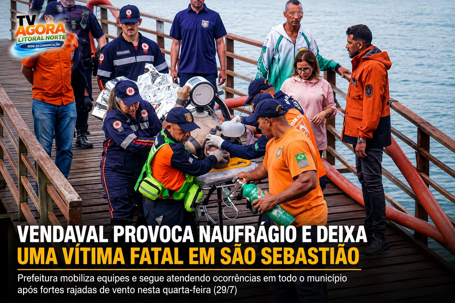 Prefeitura mobiliza equipes após vendaval e atende vítimas de naufrágio em São Sebastião