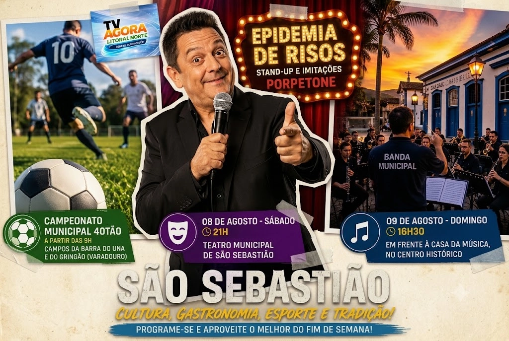 São Sebastião tem fim de semana com futebol, humor e música; confira a programação